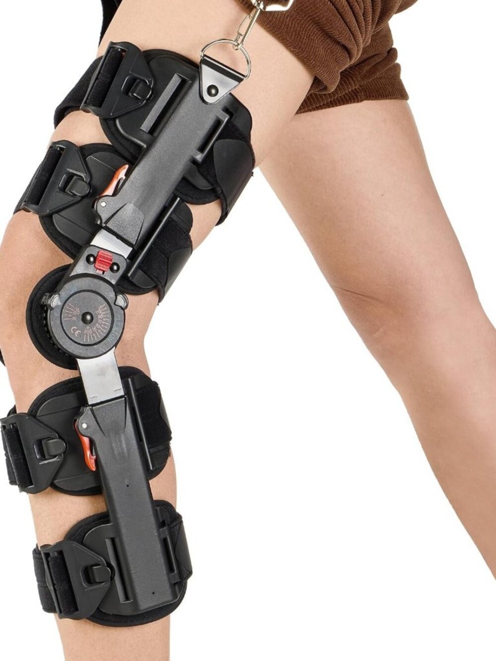 Adjustable Hinged Knee Brace with Shoulder Strap for ACL Recovery & Support